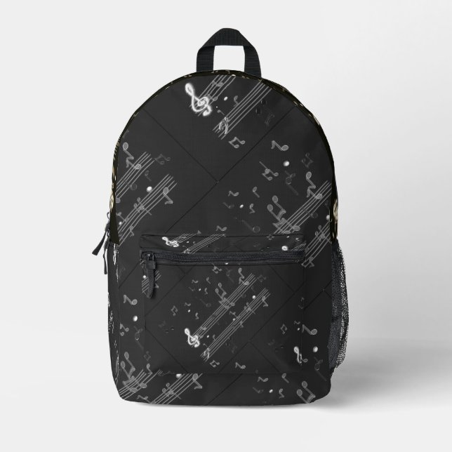 Mochila Impresa Notas de música Elegant Black (Anverso)