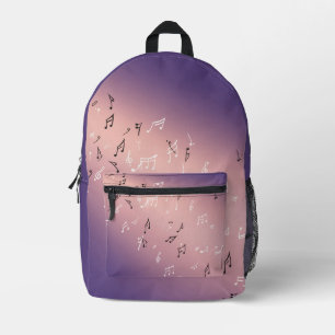 Mochila Impresa Notas musicales en el morado rosa de la luna