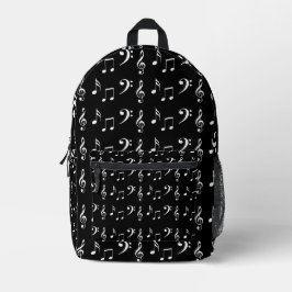 Mochila Impresa Notas Musicales Patrón en Negro y Blanco