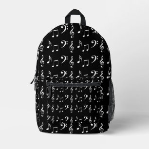 Mochila Impresa Notas Musicales Patrón en Negro y Blanco
