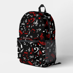 Mochila Impresa Notas musicales personalizadas en blanco y negro