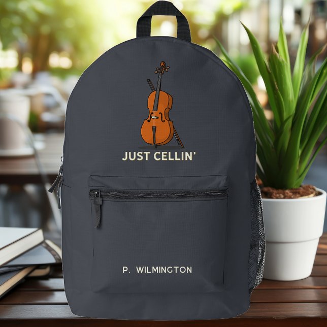 Mochila Impresa Novedad mordaza de músicos famosos (Just Cellin Celist Personalized Navy Blue Backpack)