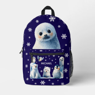 Mochila Impresa Nsme de niños de invierno azules de animales del Á