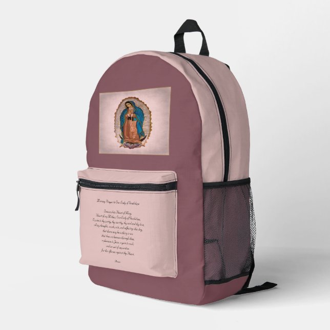 Mochila Impresa Nuestra Señora de Guadalupe 1531 con oración (Esquina derecha trasera )
