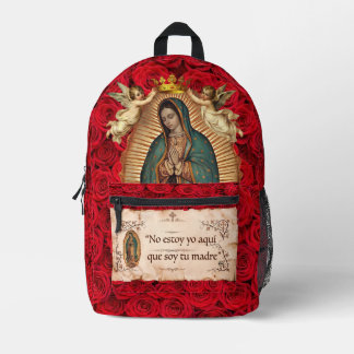 Mochila Impresa Nuestras Señora de Guadalupe Rosas Católicas Mexic