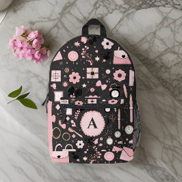Mochila Impresa nueva moda elegante chica bonito monograma escuela