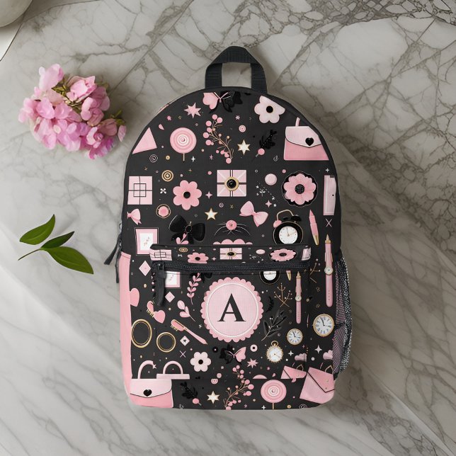Mochila Impresa nueva moda elegante chica bonito monograma escuela (Subido por el creador)