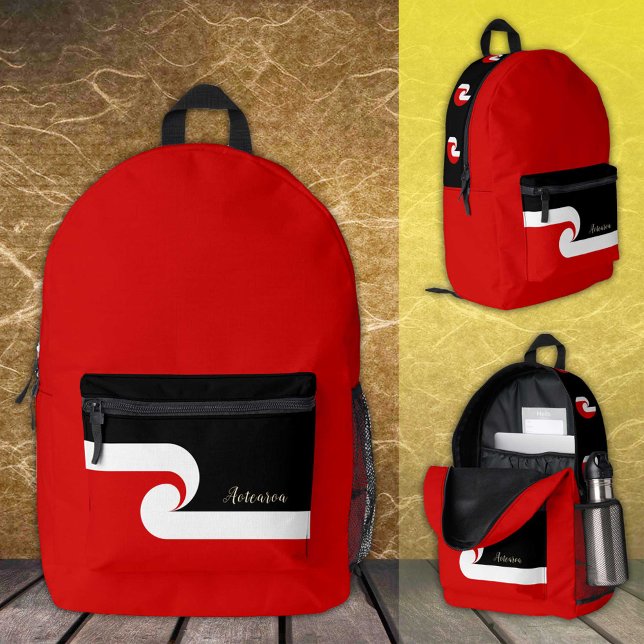 Mochila Impresa Nueva Zelanda, mochila, bandera maorí, ola / surf (Subido por el creador)