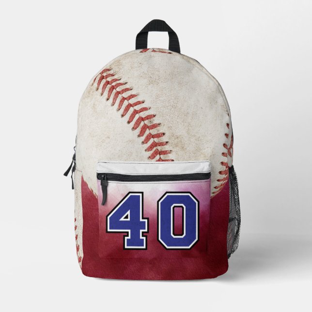 Mochila Impresa Número de niño del colegio del jugador de béisbol  (Anverso)