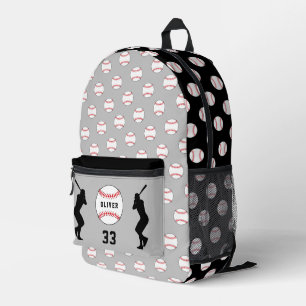 Mochila Impresa Número de silueta del jugador de la bola de béisbo