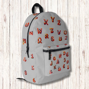 Mochila Impresa Números de letras de parásitos rojas recortadas Pa