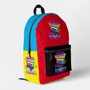 Mochila Impresa Nunca Olvides Grabadora de Cinta de Casete Retro