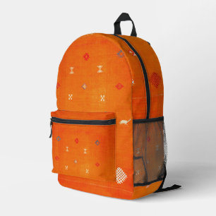 Mochila Impresa Oasis del atardecer: Naranja Heredado Boho Marroqu