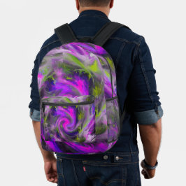 Mochila Impresa Obra de arte de pintura de color púrpura giratoria