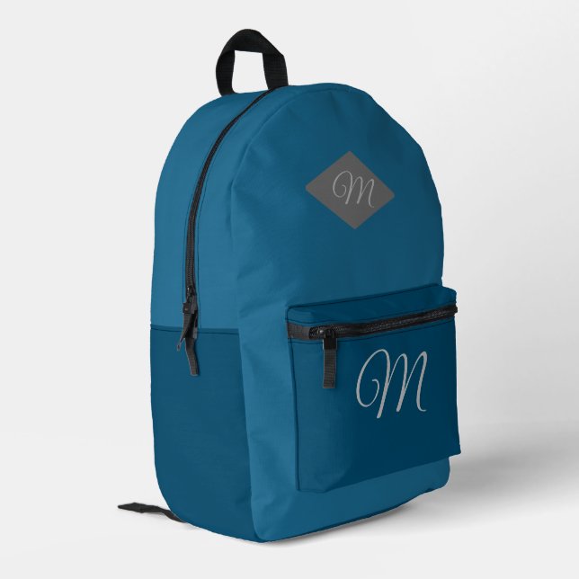 Mochila Impresa Océano-azul monogramado de dos tonos (Esquina izquierda trasera)