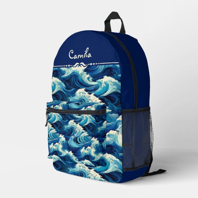 Mochila Impresa Océano Azul Zafiro (Esquina derecha trasera )