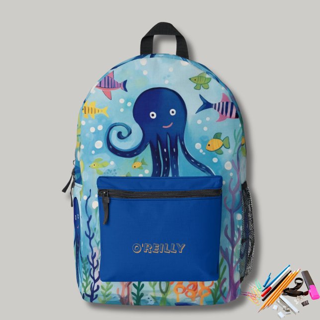 Mochila Impresa Octopus de tema oceánico Impresión Monograma moder (Subido por el creador)