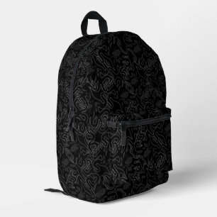 Mochila Impresa Octopus del mar profundo negro sobre efecto visual