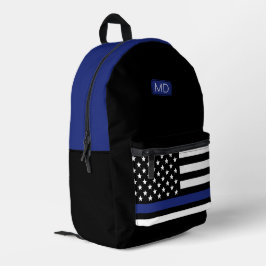 Mochila Impresa Oficial de Policía Monogramado Moderno Línea Azul 