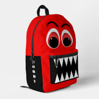 Ojos grandes de monstruo rojo y dientes amputados
