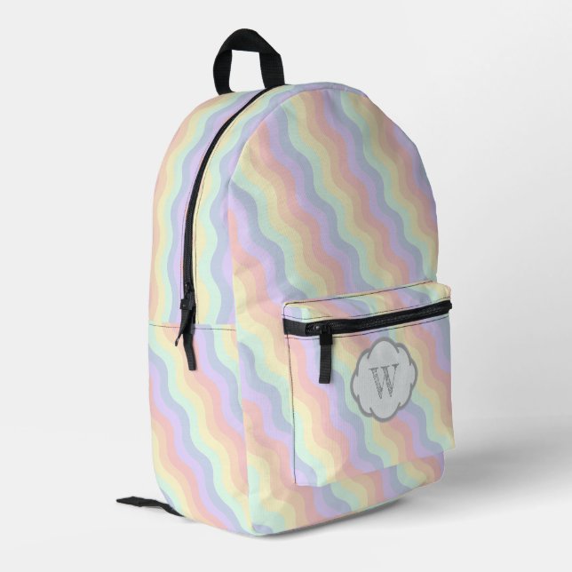 Mochila Impresa Olas de Arcoíris Pastel (Esquina izquierda trasera)