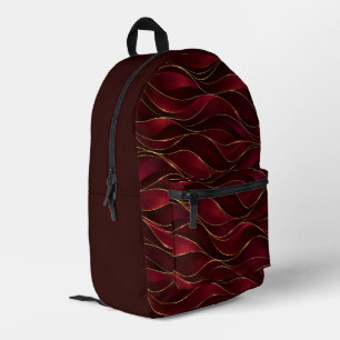 Mochila Impresa Olas de mármol rojo burgundy elegante con acento d