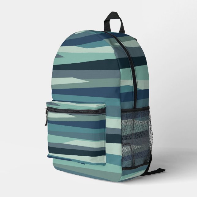 Mochila Impresa Olas oceánicas geométricas azules (Esquina derecha trasera )