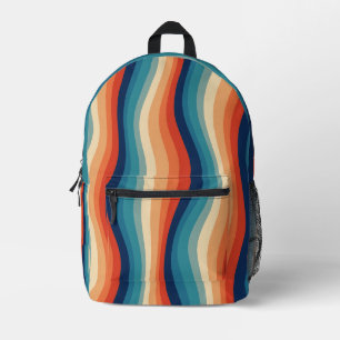 Mochila Impresa Olas Vintage Retro Coloridas