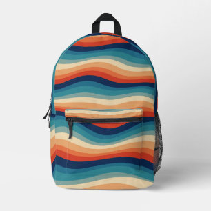 Mochila Impresa Olas Vintage Retro Coloridas