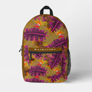 Mochila Impresa Oliva marrón paraíso de palmeras