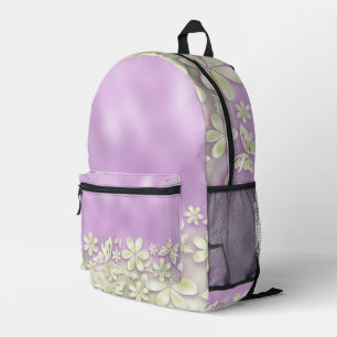 MOCHILA IMPRESA OMBRE DE PINK CON FLORES VERDES Y MARIPOSAS PÁLIDA