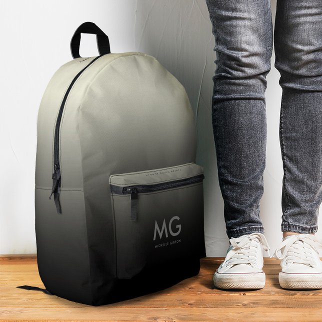 Mochila Impresa Ombre gris negro de diseño (Trendy Stylish Black Grey Ombre Printed Backpack
)