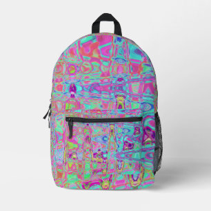 Mochila Impresa Ondas cósmicas abstractas de acuático y rosa calie