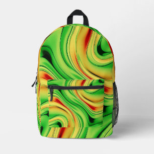 Mochila Impresa ondas de cromo verdes y doradas