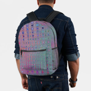 Mochila Impresa Ondas Retro Boomerang Caleidoscópicas Abstractas