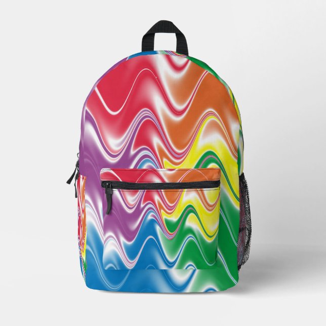 Mochila Impresa Ondulado Multicolor Abstracto (Anverso)