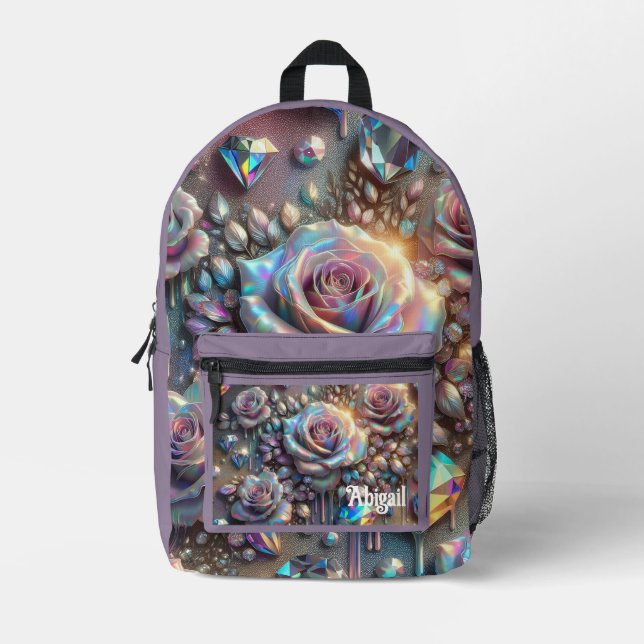 Mochila Impresa Opal Iridescent Rose School Backpack (Anverso)