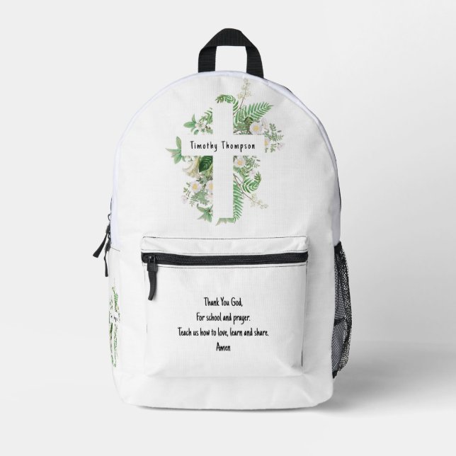 Mochila Impresa Oración y nombre personalizado de la escuela de ni (Anverso)
