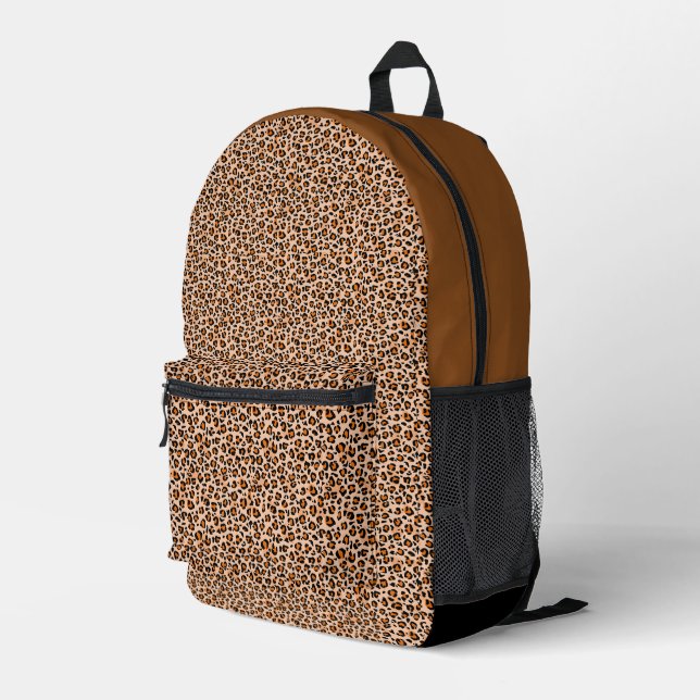 Mochila Impresa Orange and Brown Leopard Print (Esquina derecha trasera )