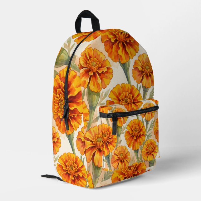 Mochila Impresa Orange marigold flowers pattern (Esquina izquierda trasera)