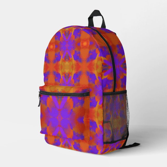 Mochila Impresa Orange Purple And Red Abstract Graphic Art Design (Esquina derecha trasera )