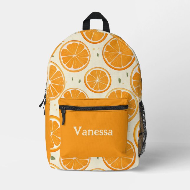 Mochila Impresa Orange Slice Pattern With Name (Anverso)