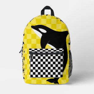 Mochila Impresa Orca Asesina Blanco Y Negro Check 
