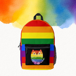 Mochila Impresa Orgullo arcoiris monograma de gato lindo LGBT