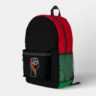Mochila Impresa orgullo negro bandera panafricana roja verde puño