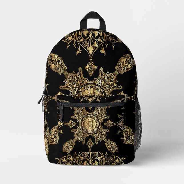 Mochila Impresa Ornamental de oro y negro (Anverso)