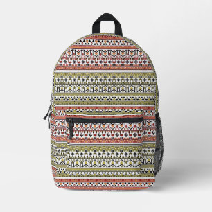 Mochila Impresa Ornamento étnico geométrico oliva y marrón