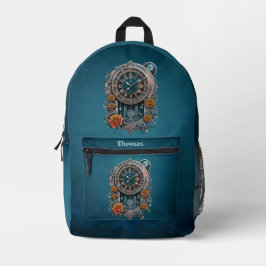 Mochila Impresa Ornate Steampunk Clock con Rosas.