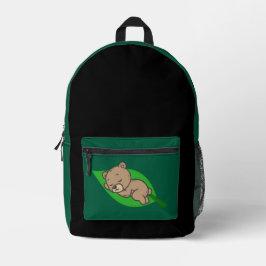 Mochila Impresa Oso en una hoja