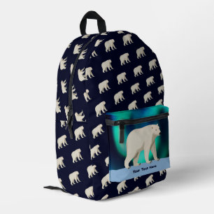 Mochila Impresa Oso Polar Cutáneo y Luces del Norte